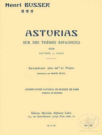 Asturias na tematy hiszpańskie na obój i fortepian - aranżacja na saksofon altowy i fortepian - H. Busser